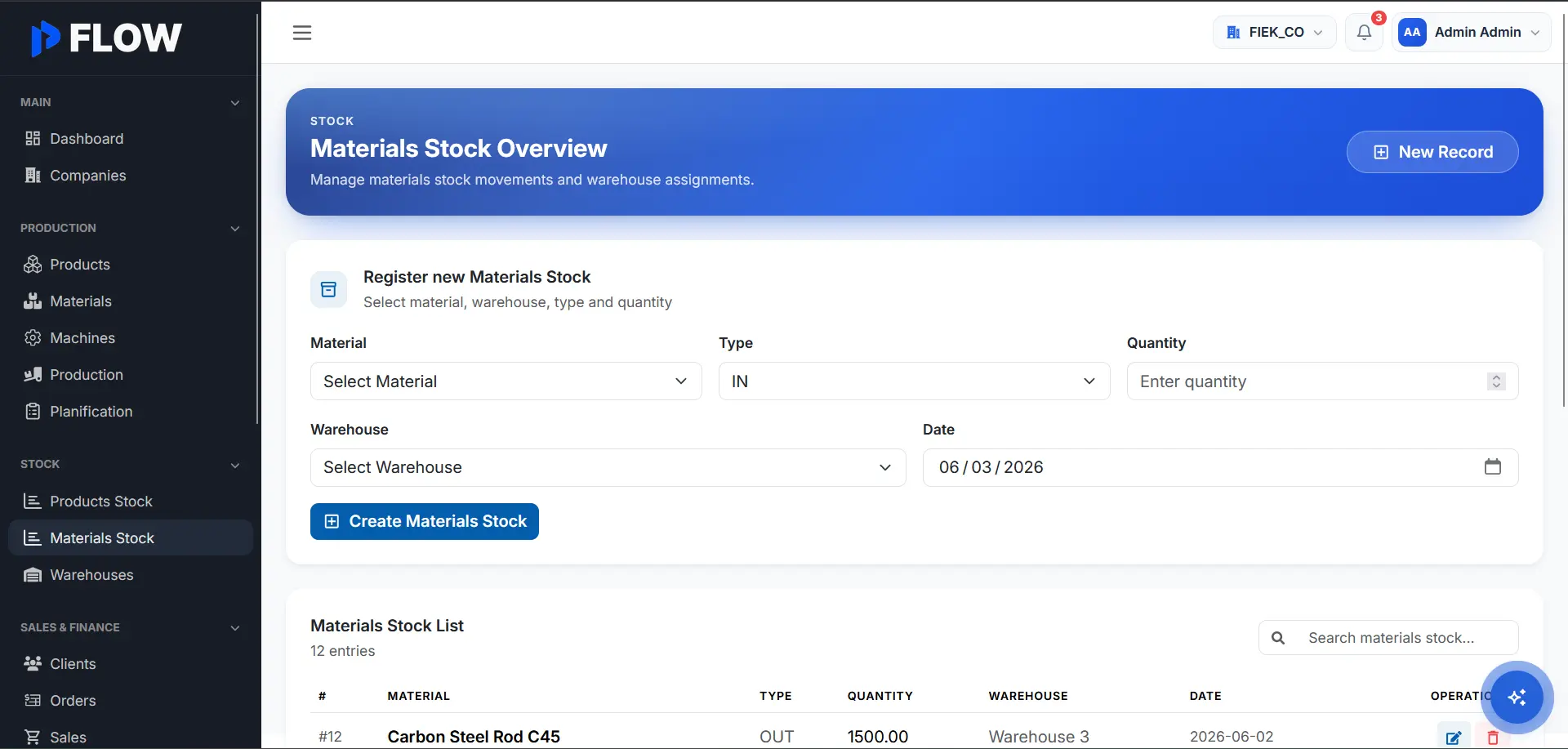 Prod Flow - Manufacturing Management System
